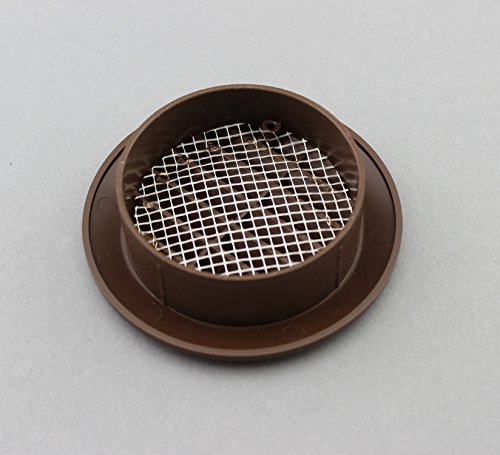 Lüftungsgitter Abschlussgitter rund Ø 90 mm braun mit Insektennetz Gitter ABS Kunststoff witterungsbeständig Insektenschutz - 3