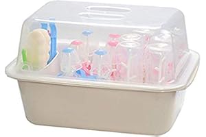 Da Jia Inc Baby Bottle Drying Rack Tray Cleaning Organiser Holder for Baby Bottles and Feeding Accessories (Khaki)