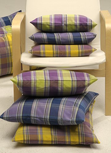 MODERN STYLE - 4er Set (= 4 Stück) Bezaubernder Kissenbezug " LANDHAUS " mit wundervollen großen Karos in aktuellen Trendfarben - Größe Kissenhülle je 50 x 50 - dekorativ und stylisch - aus dem KAMACA-SHOP (grün lila kariert)