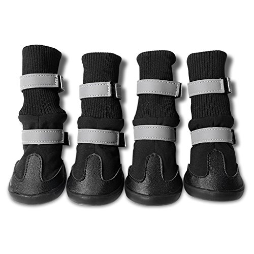Preisvergleich Produktbild Stiefel Hunde Haustiere reflektierend wasserfest-Stiefel Schneeschuhe für mittelgroße / große Hunde (M, Schwarz)