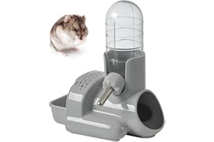 TOKAYIFE Abreuvoir pour Hamsters Maison Hamster Mangeoire pour Hamsters Petite Bouteille d'eau Abreuvoir Suspendu avec Support Convient aux Petits Animaux (Gris)