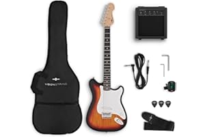 GEAR4MUSIC VISIONSTRING Full Size Kit de guitarra eléctrica Starter Pack con amplificador para principiantes Sunburst