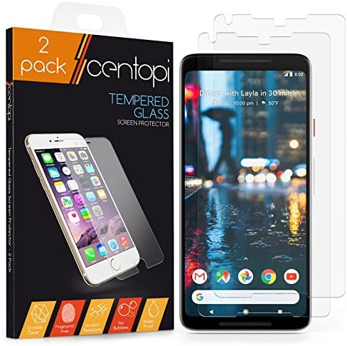 Centopi Google Pixel 2 XL Screen Protector Glass, | 2 Pack - NO Bulkiness | Anti Scratch Tempered Glass Screen Protectors For The Google Pixel 2 XL | Ultra Slim - Crystal Clear