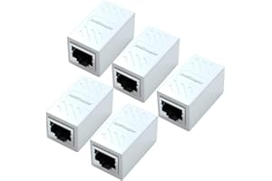 Yeung Qee RJ45 Coupler 5 Pack RJ45 Coupler Ethernet Extension, for Cat7/Cat6/Cat5e/Cat5 Ethernet Cable - Network Cable Coupler Female to Female (white)