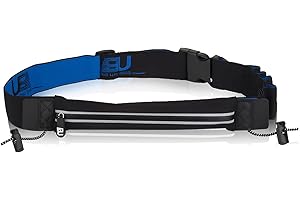 GENERISCH Triathlon Startnummernband Laufgurt – wasserdichte Lauftasche mit 4 Gel-Haltern & Startnummernhalter, Verstellbarer Sportgürtel Hüfttasche für Joggen Laufen Fitness