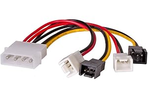 AKYGA AK-CA-34 - Adaptador Molex Macho a 2 x 3 Pines 12 V/2 adaptadores de 3 Pines 5 V