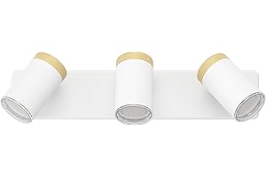 EGLO 3-punktowa lampa sufitowa Consuma, reflektor sufitowy do salonu i łazienki światło podsufitowa zami drewno stal w kolorze białym oprawka GU10 IP44