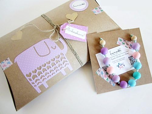 Collana per Allattamento (100% Silicone Alimentare Antibatterico, senza BPA e non tossico) + Scatola Regalo (Personalizzabile con il nome del Bebé) | Baby Shower Gift Idea | Modello "Menta e Mora" | Idea Regalo Originale per Mamme e Bebé