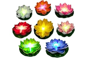 xinbai Floating Pool Lights,LED Lotus Flower Lights,Lamp Fun Pool Accessories for Pool at Night-Pond Outdoor Multicolor Pool Candles,Swimming Mother's Day Decorations-8Pcs