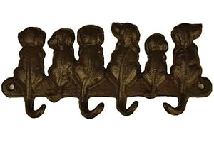 Eastlion Six Dog Four Key Hooks Antique Rust Iron