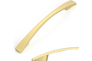 Amerdeco 10 Pièces Poignee de Meuble Doré Cuisine Entraxe 128mm Poignées pour Placards Poignet de Porte Cuisine UK0023