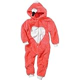 Onesies Pyjama Combinaison Jumpsuit Fille Animal Crazy Polaire Douillet Ultradoux Flamant Rose - Corail Fluo - 6/7 Ans