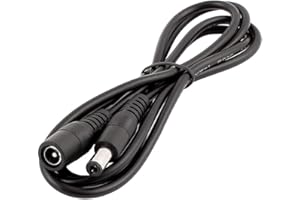 LitaElek 5m 22AWG DC 12V Câble d'extension Prise DC 5,5mm x 2,1mm DC 0-36V Cordon d'alimentation Rallonge électrique Mâle à Femelle pour Moniteur de Voiture, Caméra CCTV, Bande LED, Noir, 1pc