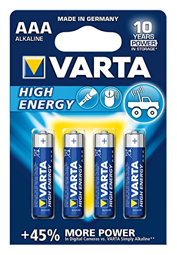 Varta High Energy AAA Micro LR03 Alkaline Batterie (geeignet für Spielzeug Taschenlampe Controller und andere batteriebetriebene Geräte) 4er Pack