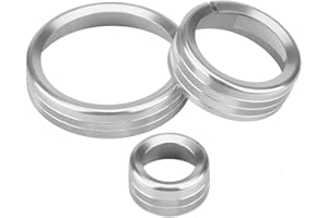 KSTE Center Knob Abdeckungs, 3Pcs Car Center Control Multimedia Knob Kreis-Abdeckungs-Ordnung for A-l-f-a R-o-m-eo Gi-u-lia Stelvio (Silber)