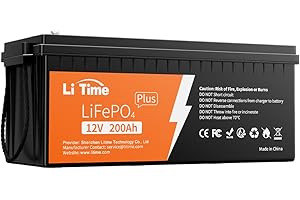 LiTime Batteria Litio 12V 200Ah PLUS con BMS 200A, Batteria Lifepo4 12V 200Ah Massima Energia 2560Wh Più Di 4000+ Cicli, 10 Anni Di Durata, per Caravan, Barca, Sistemi Fuori Rete, Sistema Solare