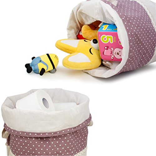 Fieans Wäschekorb Klapp Kinder Spielzeug organizer Spielzeug aufbewahrung Spielzeug Warenkorb Kleidung Halter wäschebox mit Deckel gepunktet-Kaffee - 4
