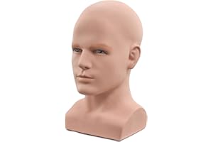 Haptufer Male Mannequin Professional Manikin for Display Wigs Hats Headphone Display Stand (Skin Color)
