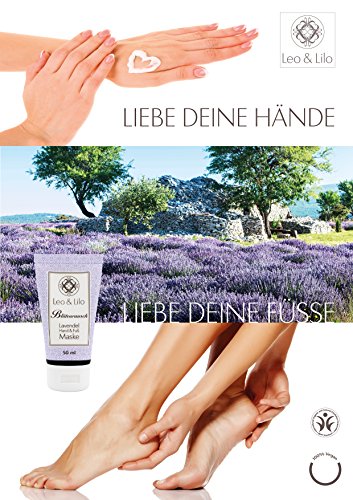 Lavendel Hand & Fuß Maske, 50 ml Tube, regenerierende Intensivpflege für sehr trockene und rissige Haut, vegan, zertifizierte Naturkosmetik ohne Mineralöl - 2