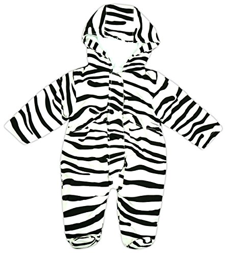 Girls Minx Baby Animal Zebra Print Snowsuit Hooded Pramsuit sizes from Newborn to 18 Months