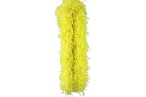 OAUTOSJY Federboa Boa,200cm Türkei Federn Fringe Trim Natürlichen Truthahnfeder Gefieder Flauschige Marabu-Federboa Federstola Feder Schal DIY,Kostümzubehör,Halloween,Hochzeit,Party, Heimdekoration,Gelb