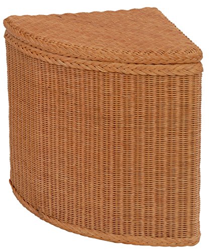 korb.outlet Großer Wäschekorb Ecke/Wäschetruhe aus echtem Rattan Ecktruhe Eckwäschekorb Eck Wäschesammler (Terracotta)