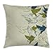 Produktbild Birds Throw Pillow Cushion Cover, Original Colored Image of a Flock Flying Pigeons in The Sky Wings Future Theme, Decorative Square Accent Pillow Case, 18 X 18 inches, Grean Teal Cream