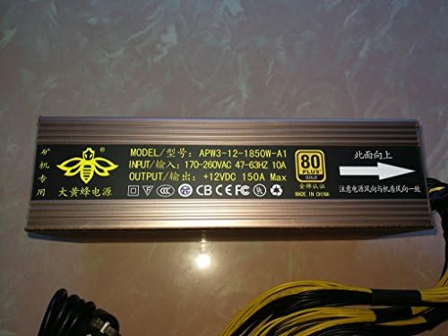 Tanli AntMiner S9 / S7 AvalonMiner 741 PSU Hornet L3 + Ant Gold Switch Power Supply APW3-12-1850W-A1