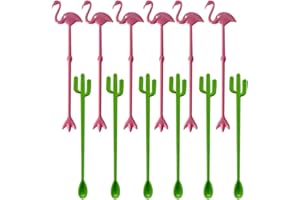 UENXRXE UEN Agitatori da Cocktail,Kit Cocktail,12 Agitatori per Cocktail Riutilizzabili Flamingo Cactus,Bastoncini per Cocktail Decorativi,per Party in Spiaggia Tropicale,Compleanno al Bar