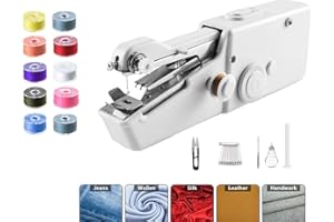 PEKMAR HandNähmaschine mit Nähzubehör, Tragbare Elektrische Nähmaschine für Anfänger, Einfach Zu Bedienen, Haushalts Handnähmaschine für Stoff Kleidung, Leder, Vorhänge und Leinwand