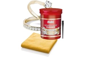 AK COMMERCE Jewellery Cleaner - Silver & Gold Jewellery – 145ml Liquid Cleaning Solution with Basket, Brush & Polishing Cloth – Jewellery Cleaning Kit for Rings, Earrings & Watches - Swirl Jewellery Cleaner