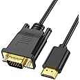 THE LEGACY HDMI to VGA Cable, Video Cord Compatible w/HDMI Desktop,Laptop,DVD to 15 Pin D-SUB VGA HDTV Monitor Projector-1.8 Ms/1 Year warranty,Black