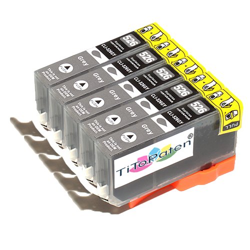 *TITOPATEN* - 5x Canon Pixma MG 6150 kompatible XL Druckerpatronen - Grau - Patrone MIT CHIP !!!Hohe Laufleistung!!!