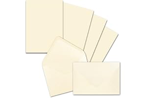 25x Briefpapier-Sets DIN A5 mit C6 Briefumschlägen - Vanille -Nassklebung (Creme) - mattes Schreibpapier mit Kuverts - FarbenFroh by GUSTAV NEUSER