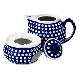Boleslawiec Pottery Teapot 1.0 L with Warmer, Original Bunzlauer Keramik, Decor 42