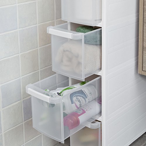 SoBuy® Rollwagen mit vier Schüben, Nischenwagen, Schubladencontainer, Küchenregal, weiß, FRG41-W - 6