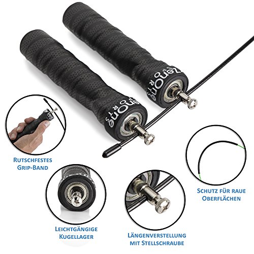 ZenRope – Speed Rope Springseil Sport mit GRATIS E-BOOK | Extra-Stahlseil, Tasche & Einstiegsguide - 4