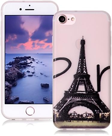 AllDo iPhone 7 Case Soft TPU Silicone Cover Flexible Slim Phone Skin Original Design Pattern Shell Lightweight Thin Protective Case Scratchproof&amp;Shockproof Bumper with Luminous Function - Eiffel Tower