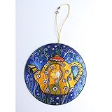 Gelbe Teekanne, handbemalte Deko aus CD, Küchendeko, Dekoration mit Teekanne, Geschenk für Teeliebhaber