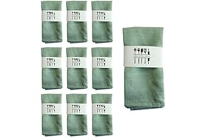 KMDZDZGS Pack of 10 Linen Napkins, Reusable Napkins 40 x 40cm, Natural Cotton, Sustainable Fabric Table Decoration for Kitchen Cafe Dining Dinner Restaurant Party Wedding Birthday (light green)