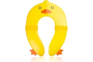 Pejoye Adaptador WC Niños, Adaptador para Inodoro para Niños, WC Portatil Niños, Plegable Reductor WC para Viaje para Niños y Niñas, con 1 Bolsa de Transporte (Pato Amarillo)