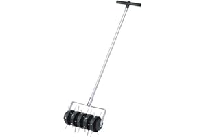 REMI TOOLS(R) REMI TOOLS LTD Lawn Aerator Heavy-Duty Rolling Outdoor Garden Manual Grass Seed Roller Spikes with Gardening Tool Grass Soil Compact Style Garden Grass Patio Yard
