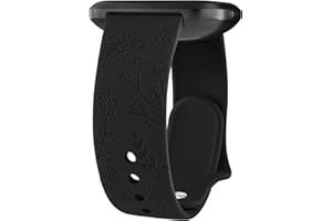 Vancle Armband für Fitbit Versa 2 Armband/Fitbit Versa/Fitbit Versa Lite/Fitbit Versa SE Damen Herren, Silikon Armbänder Floral Gravierte Uhrenarmband Sport Ersatzarmband