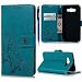 Produktbild Samsung Galaxy J7 (2016) Hülle, Yokata PU Lederhülle Vintage Klee Blumen Muster Design Flip Schutzhülle Leder Tasche mit Silikon Gel Bumper Case Cover Wallet Bookstyle mit Standfunktion Karteneinschub und Magnetverschluß Etui Brieftasche Handyhülle - Blau