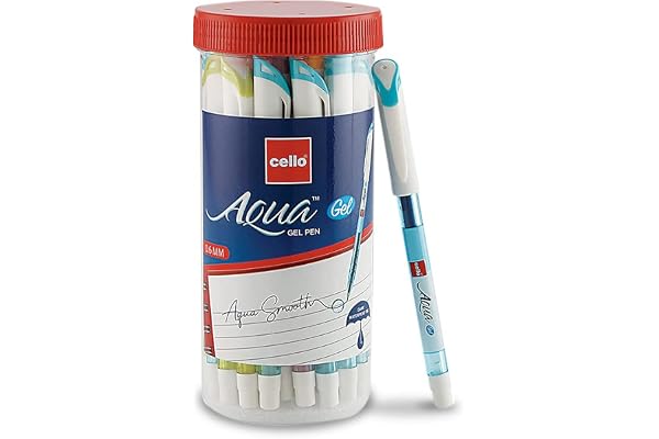 Cello Aqua Blue Gel Pen Jar of 25 Units Gel Pens Blue Jar of 25 Units Gel Pens Set for Students Pens for Office Use Gel Pens for Writing Waterproof Gel Pen
