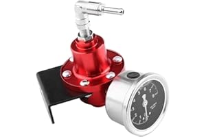 JIULAN Régulateur de pression de carburant,Yctze régulateur de pression de carburant FPR réglable en aluminium universel avec manomètre pour voiture Auto(rouge) pourregulateur de pression essence régulateur