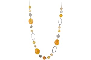 FULU AUTUMN Collana Lunga in Argento con Perline da Donna Collana Catena Lunga di Perle e Cristalli Gioielli Boho Idee Regalo per Lei