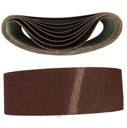 Lot de 10 bandes abrasives en tissu 75 x 457 mm Grain 80 pour ponceuse à bande