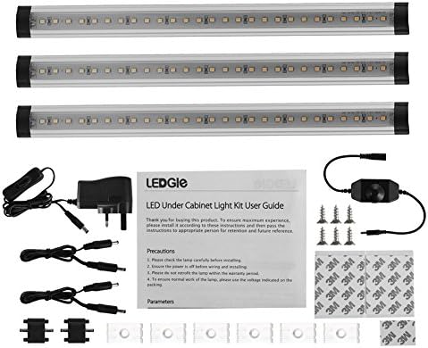 LED Dimmable Under Counter Lights, Pack of 3, Total of 12W, LED Under Cabinet LED Lightings, All Accesories Included