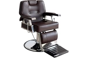 Sossiyule Frisörstol, hydraulisk frisörstol frisör barber 360° för professionell salong, 110 x 70 x 100–113 cm